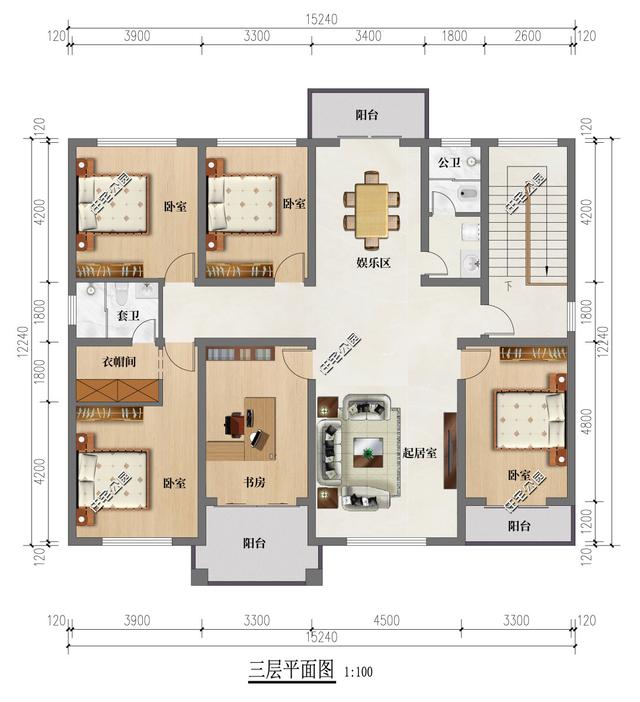15×12米北侧临街的新中式三层雅宅，双入户门出行更方便-7.jpg