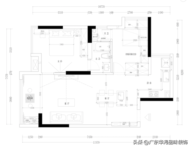 餐厨+客厅的开放式设计，80平美式轻奢风也有温暖的一面-3.jpg