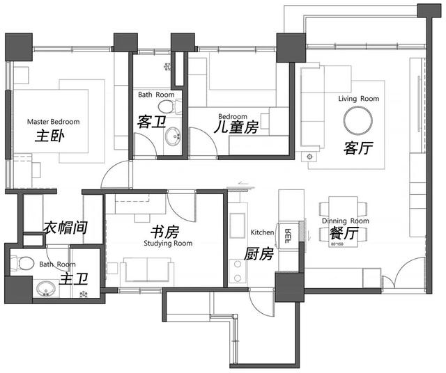 台湾夫妻89㎡的家，坚持全屋打满柜子，效果不是一般的实用大气-2.jpg