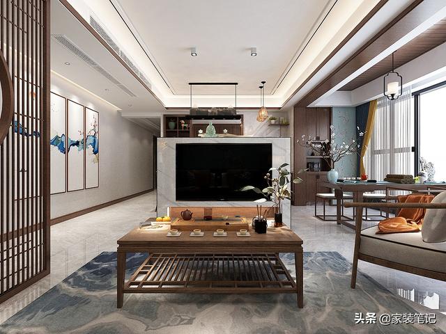广州夫妻的新中式风装修火了，客餐厅、厨房和阳台连成一片很大气-4.jpg