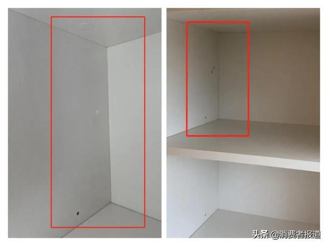 欧派定制柜柜板出现多个孔洞，安装工人仅用贴纸贴住-10.jpg